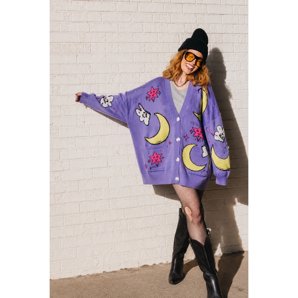 Steady Hands Purple Viscose Sailor Moon Usagi Cardigan Kawaii Fairycore 3XL